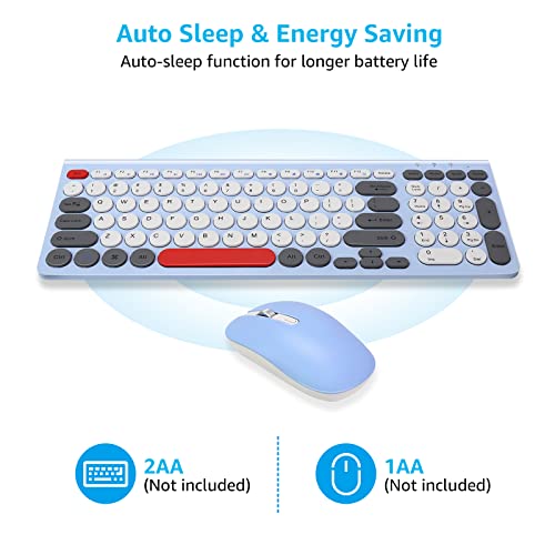LeadsaiL Wireless Keyboard and Mouse Combo, Wireless USB Mouse and Computer Keyboard Set, Compact and Silent for Windows Laptop, Desktop, PC- Colorful - color: Colorful