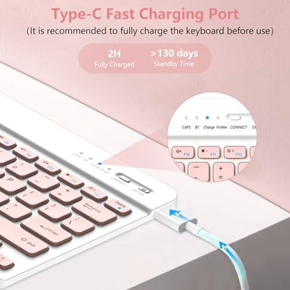 aMZCaSE for iPad Pro 13 inch Case with Keyboard (M5/M4) 2025/2024, Keyboard for iPad Pro 13 with Detachable Cover Case, Smart Sleep/Wake & Pencil Holder, Light Pink - color: Light Pink