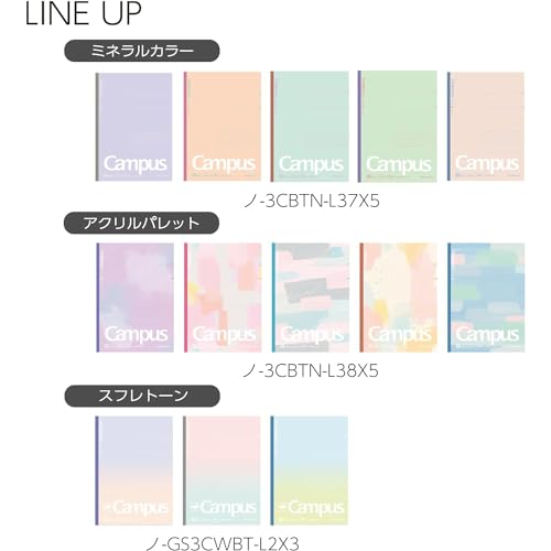 KOKUYO Composition Notebooks, 5 Pack Campus Semi-B5 Comp Book with Dot A 7mm Ruled, 30 Sheets, School Lined Notebook Acrylic Palette, Journal Notebook for Women Work Study Note Taking (NO-3CATN-L38X5) - color: ‎Acrylic Palette