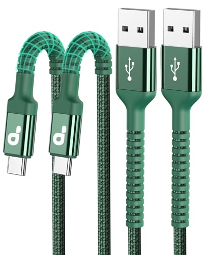 USB to USB C Cable Fast Charging 3FT, 2Pack USB A to USB C Charger Cord, Upgraded Extra Durable Braided USBC Cable Compatible with iPhone 17 16 15 Pro Max,Samsung Galaxy S10 S9 Plus and More -Green - color: Green, size: 3FT 2Pack, style: USB A to USB C