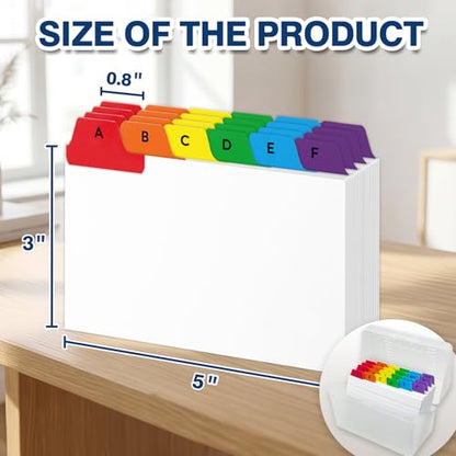 Chell 3"x5" Index Card Dividers, A-Z Tabbed, with Blank Stickers, 1 Set | Bright Colors, Heavyweight, Made of 110 lb. Cover Weight Paper, Alphabetical, Blank Stickers - size: 3"x5"