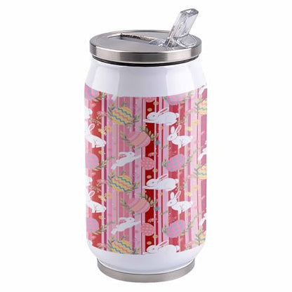 Spring Easter 14oz Stainless Steel Tumbler with Lid & Straw-Double Wall Vacuum Insulated Travel Mug Rabbits Easter Egg Flowers Pink Water Bottle Coffee Beverage Drinks Cup - size: 14 Ounces