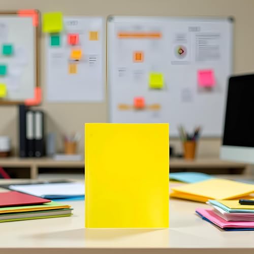 1Pcs 2Pocket Yellow Plastic Pocket Folders with Prongs,Muticolor Heavy Duty Folder Business Card Holder,Poly for School and Office, with Pockets Back to School Supplies Folders Filing Products