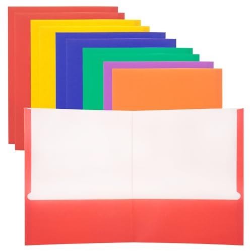 BAZIC Products Assorted Color Paper 2-Pocket Folder, 10-Set | two interior pockets, Holds 8.5 x 11 in sheets - size: 10-Pack