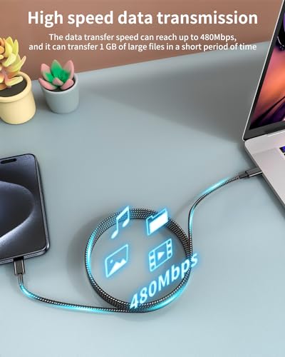 USB C to USB C Cable 5Pack 6FT 60W Nylon Braided Type C Fast Charging Cable | For iPhone 17/16/15 Pro Max, Samsung Galaxy S26/S25/S24 Ultra, MacBook & iPad. USBC to USBC Cable Gifts for Men