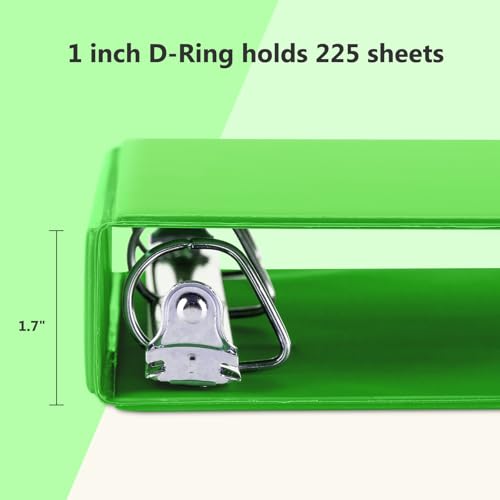 ViVin Sturdy 1 Inch D Ring Binders, 3 Ring Binders with 2 Pockets, Hold 225 Sheets of US Letter Size Paper for Office,Home,School, 6 Pack (Ivy Green) - color: Ivy Green, size: 1 Inch