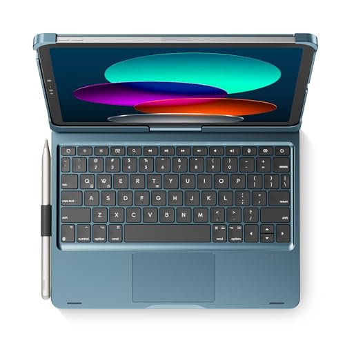 edaiser Swivel Keyboard Case for iPad 11th (A16) & 10th Generation, Blue | 360 Degree Rotatable Protective Cover | Pencil Holder | Multi-Touch Trackpad | RGB Backlit | Flexible Adjustable View Angle - color: Navy Blue, size: iPad 10th/11th (a16)