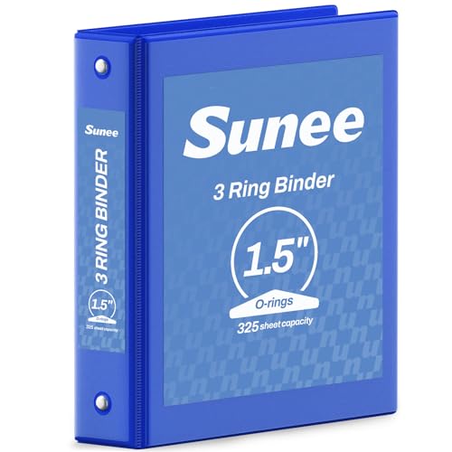 SUNEE 3 Ring Binder 1.5 Inch 1 Pack, Clear View Binder Three Ring PVC-Free (Fit 8.5x11 Inches) for School or Office Supplies, Cobalt Blue - color: Cobalt Blue, size: 1.5 Inch