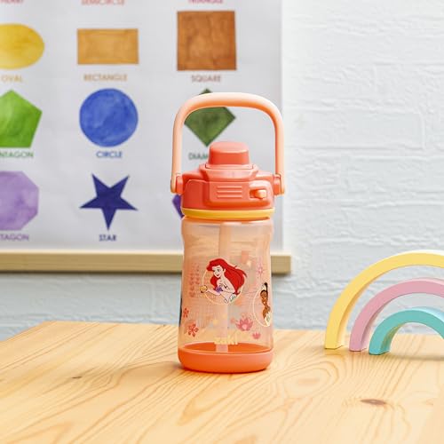 Zak Designs Disney Princess Beacon Kid Water Bottle for Travel, 12oz Plastic is Durable and Leak-Proof with Liquid Lock Spout, Carry Handle, Protective Base (Ariel, Cinderella, Moana, Rapunzel, Tiana) - color: Disney Princess (Ariel, Cinderella, Moana, Ra