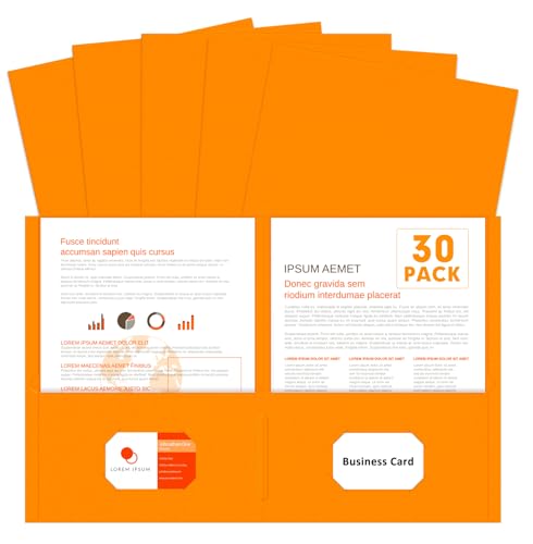 Two Pocket Folders, PANDRI 30 Pack 2 Pocket Folders, Letter Size Paper File Folder for School Office Home Business, Orange - color: Orange