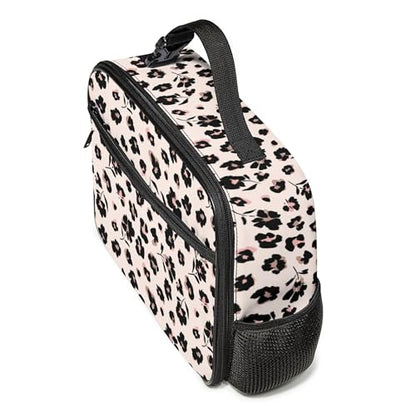 WOBAGMEN Large Lunch Box, Insulated Reusable Lunch Bag with Water Bottle Holder Portable Waterproof Leakproof Lunch Tote Bag Cute Lunch Box(Black Floral 1) - color: Black Floral 1