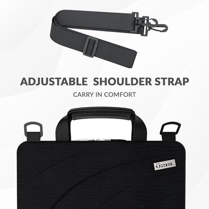 UZBL 13-14 Inch Always-on Chromebook Protective Hard Case with Adjustable Shoulder Strap and Carrying Handles - color: Black Fabric