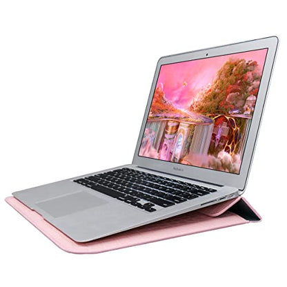 Protective Slim Portable Laptop Sleeve 13-13.6 Inch Crocodile PU Leather Case for MacBook Neo 13 A18 Pro A3404 / Air 13 / Pro 13 M5 A3449 M4 A3240 M3 M2 M1, for HP Dell Lenovo Notebook, Pink - color: Pink