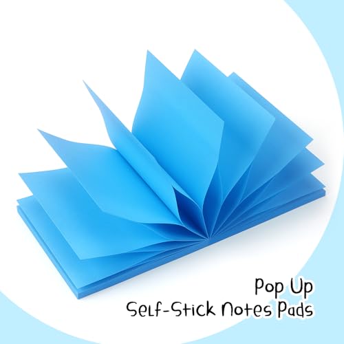 Sticky Notes 3x3 Pop Up Self-Stick Notes Pads with Bright Colors, Easy to Post for Office, School, Home, 4 Pads/Pack, 90 Sheets/Pad (Blue) - color: Blue