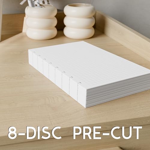 Half Letter Graph Paper Junior Size, 8-Disc Punched, Quad Ruled, 120GSM, 200 Sheets (400 Pages), 5.5 x 8.5 Inches, 1/4 Inch Squares Refill for Discbound Notebooks