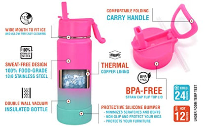 CHILLOUT LIFE 22oz Insulated Stainless Steel Water Bottle with Leak Proof Straw Lid & 144 Stickers - color: Frozen Slushy, style: 22 oz