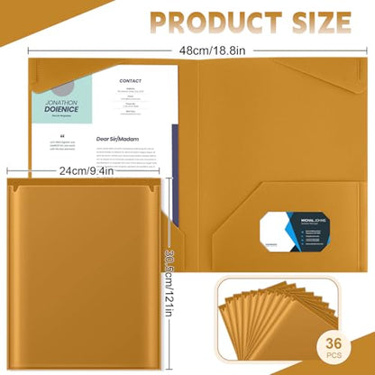 Henoyso 36 Pack Brown Plastic Folders with Clear Front Pockets Heavy Duty File Folders with 2 Pockets and Card Slot for Student Communication School Office Presentation Report - color: Brown