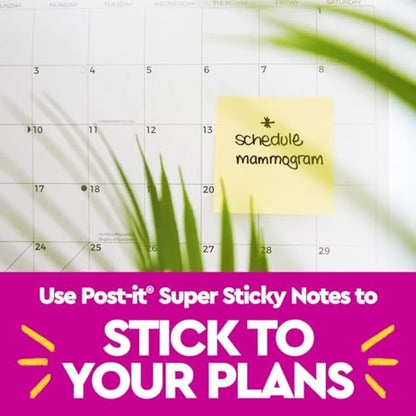 Post-it Super Sticky Notes,4x6 in,5 Pads,2X The Sticking Power,Canary Yellow,Recyclable,(Pack of 8) - size: 4 x 6 in, 5 Pads (Pack of 8)