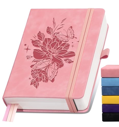 Lined Journal Notebook 365 Pages, A4 Leather Journals for Writing Women & Men, Hardcover Notebook with 100GSM Thick Paper, Daily Journal Notebook for Travel, Work, School, Note Taking, College Ruled - color: A-Pink, size: Ruled-A4