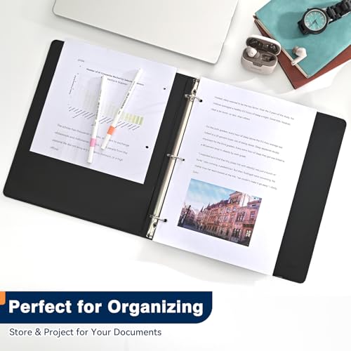 SUIN 1-inch 3 Ring Binder with Durable -Premium 1'' Binders with 3 Roung Ring, Large 200 Sheet Capacity, Fit 8.5" x 11" US Letter Size Paper (1'' -Black 12 Packs) - size: 1'' -Black 12 Packs