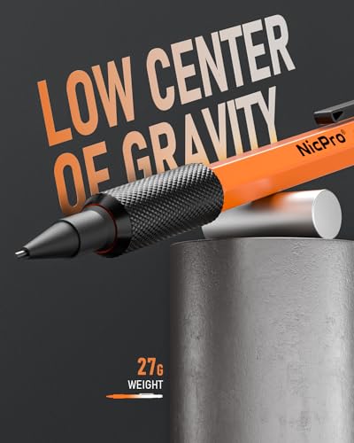 Nicpro 3 PCS 1.3 mm Orange Mechanical Pencils Set with 66 Lead Refill, 3 Eraser - Weatherproof Metal Barrel, Heavy Duty Carpenter Pencil MP2000 for Outdoor Marking Drafting Drawing Woodworking - style: 3 Pack (Orange)
