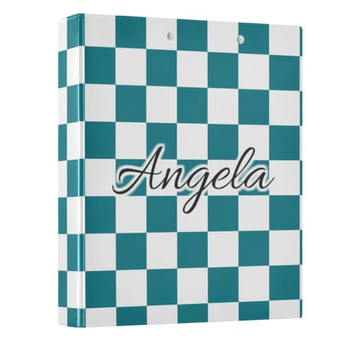 Custom 3 Ring Binder 1.5 Inch Round Rings Teal Checkered Personalized Name Binders Organizer Fashion View Binder with 2 Pockets for School Office Supplies - color: Multi06