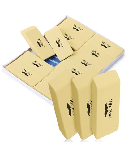 Mr. Pen- Pencil Eraser Bulk, 12 Pack, Yellow | Bulk Large Latex Free Block Erasers for School, Office, Art Sketching, Homework, Exams, Clean Smudge-Free Correction - color: Yellow, size: 12 Pack
