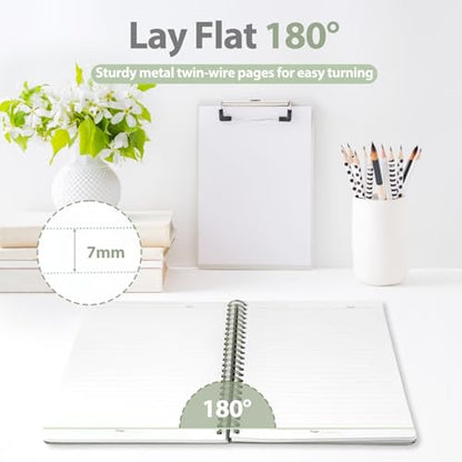A5 Lined Spiral Journal Notebook, 146 Pages Hardcover Notebook with 100 GSM Thick Paper, Inner Pocket & Elastic Closure, 5.7" x 7.9", Notebooks for Work, School, College, Office, Journaling & Note Taking - color: GREEN