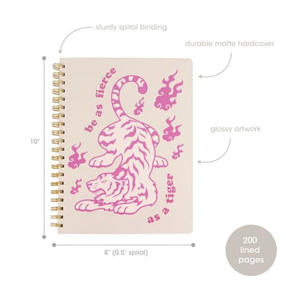 Pearhead Spiral Hardcover Notebook 8x10.5 – Pink Tiger College-Ruled Writing Journal with 200 Lined Pages, Perforated Paper for School, Notes & Creative Writing - color: Pink Tiger Spiral Notebook