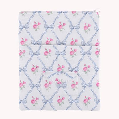 13 Inch Laptop Sleeve, Cute Floral Puffy & Quilted Protective Case, Soft Padded Computer Bag Compatible with Mac-Book Air/Pro - color: Blue-Bow Flower