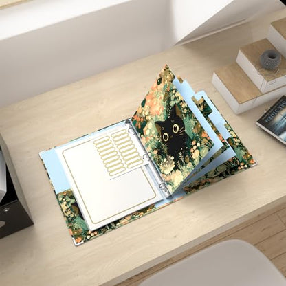 Rouidr 3 Ring Binder with clipboard, 1 inch 8.5 x 11 in Letter Size View Binders Organizer with Dividers Tabs & Clear Sleeves, School Supplies, Office Supplies - color: Cute Cat, size: 1in(Letter Size)