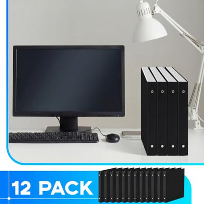 Henoyso 12 Pcs Plastic 1 Inch Mini 3 Ring Binders Fits 5.5" x 8.5" Paper, Holds(Capacity 200 Sheets), Flexible Three Round Rings Small Black A5 Binders Bulk for School, Office Use, Photo Album - color: Black, size: 1 Inch