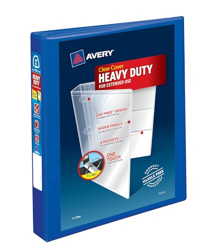Avery Heavy-Duty View 3 Ring Binder, 1" One Touch EZD Rings, 1 Pacific Blue Binder (79772) - size: 1"