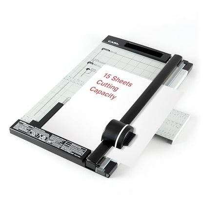 Carl, Professional Rotary Paper Trimmer 15-inch, 15 Sheet Cutting Capacity, Black and Silver - size: 15-inch