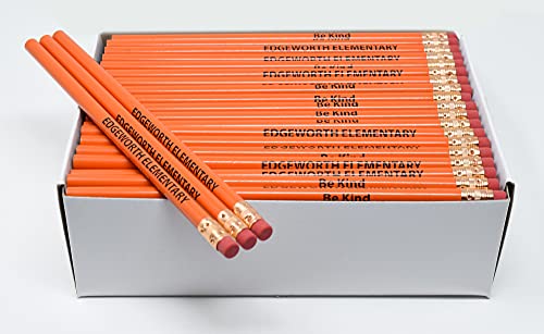 Pencil Guy Promotional Personalized Orange Round Pencils | 144 to a box, Imprinted, 19 colors to choose from - color: Orange, size: 1 Count (Pack of 144)
