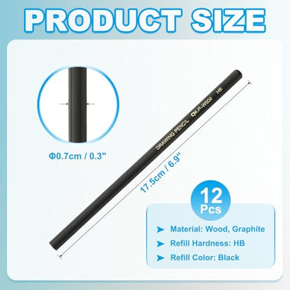 PATIKIL 12Pcs HB Drawing Pencils for Sketching, Hexagonal Sketch Pencils for Drawing Writing Art Sketching Artists Beginners, Black - style: HB