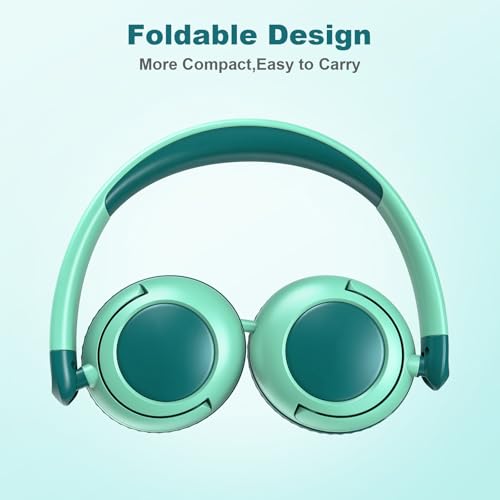 V8 Kids Headphones,Wired Headphones with Mic, 85/94dB Volume Limiter, Tangle-Free 3.5mm Jack, Stereo Sound, Shared Interface, Adjustable Portable Headphones for School & Travel （Green） - color: Green