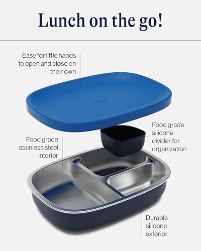 Lalo Bento Box - Dishwasher Safe, Easy to Open & Clean Silicone & Stainless Steel Lunch Box for Kids, Portable for Daycare - Blue Raspberry - color: Blue Raspberry