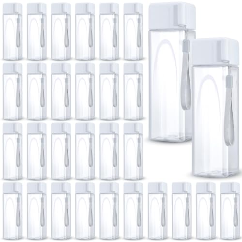 Mifoci 30 Pcs Water Bottle Bulk 17 oz Plastic Sports Water Bottles for Kids Adults Reusable Leak Proof Portable Drink Container Large for School Classroom Travel Camping Fitness Office(White) - color: White