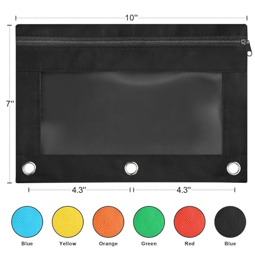 Shemira Pencil Pouch for 3 Ring Binder, 36 Pack Black Pencil Pouches Bulk, Pencil Pouch with Smooth Zipper, Zipper Pencil Pouches, 3 Ring Binder Pencil Pouchs, Clear Window Pencil Case Pouch - color: Black