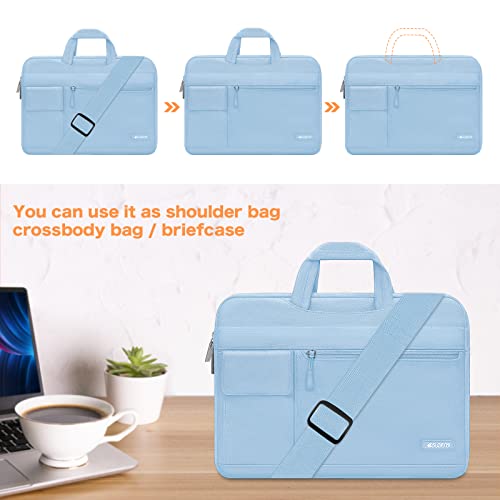 MOSISO Laptop Shoulder Bag Polyester Flapover Briefcase Sleeve Case | Compatible with MacBook Air/Pro,13-13.3 inch Notebook,Compatible with MacBook Pro 14 inch M5 M4 M3 M2 M1 2026, Airy Blue - color: Airy Blue, size: 13.3 inch