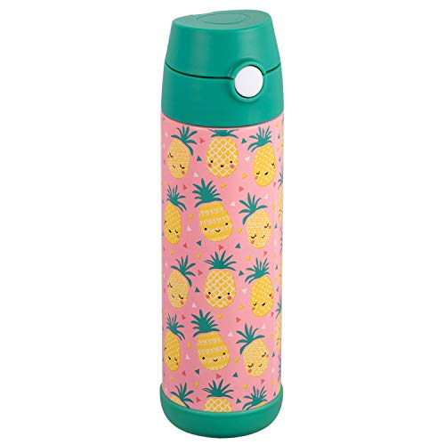Snug Insulated Kids Water Bottle with Straw & Spout – Double-Wall Stainless Steel, Leakproof, Easy-Flip Lid – For School, Travel, Toddlers & Big Kids - Pineapple, 17oz - color: Pineapples, size: 16.9 Ounces