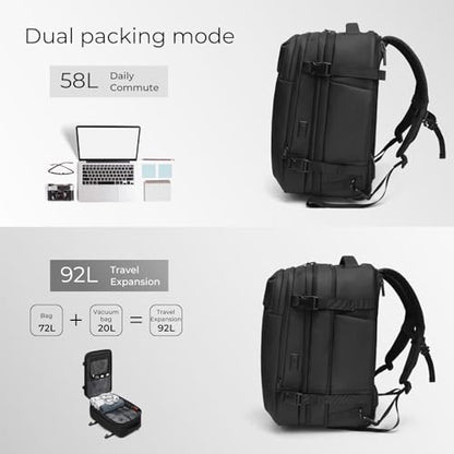 Rolling Backpack Travel, Expandable Suitcase with Lock,USB C Ports | with Vacuum pump,Anti-Theft,Waterproof,58-92L Compression Carry On Luggage,Roller Backpack with Hinomoto Wheels,YKK zippers - size: X Large