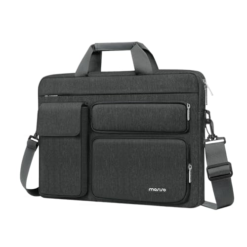 MOSISO Laptop Shoulder Bag 15.6 inch, 15-15.6 inch Computer Bag | Compatible with MacBook Pro 16 inch, HP, Dell, Lenovo with 2 Raised&1 Flapover&1 Horizontal Pocket&Handle&Belt, Charcoal Gray - color: Charcoal Gray, size: 16 inch