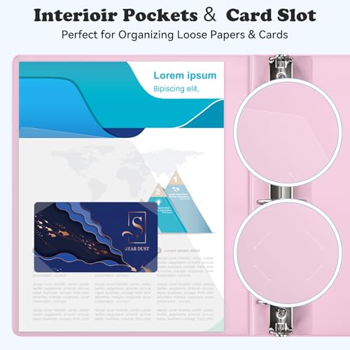1-1/2'' 2-Inch 3-Ring Binder with Pockets, Premium View Binders with Three Ring Binders Holds up to 200/325/450 Sheets US Letter Size, Bulk Pack of 6 (1-inch Pastel 6 Packs) - size: 1 inch
