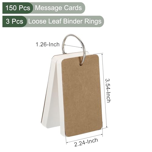YOKIVE 150 Pcs Blank Flash Cards for Studying, Index Note Cards with Ring, Easy Flip, Great for Studying Bookmark Learning (White, 3.5 x 2-Inch) - color: White