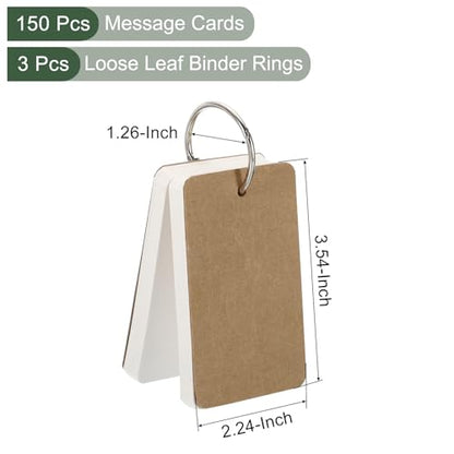 YOKIVE 150 Pcs Blank Flash Cards for Studying, Index Note Cards with Ring, Easy Flip, Great for Studying Bookmark Learning (White, 3.5 x 2-Inch) - color: White