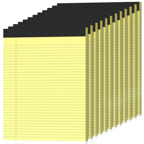 12 Pack Legal Pads 8.5" x 11" College Ruled Yellow Note Pads 8.5 x 11 Inch Micro-Perforated Notepad 600 Sheets in Total Lined Writing Paper Notebook for Office, School Supplies & To-Do Lists - size: 8.5 x 11 In - Yellow, style: 12 Pack