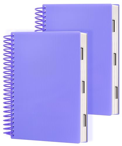 Yoment A5 Spiral Notebook 2 Pack, 4 Subject Wide Ruled Journal | Purple design with organized sections, graph and blank pages offers flexible note-taking for work, school, office daily use. - color: Purple, size: 6.2"x8.2"(2pack)