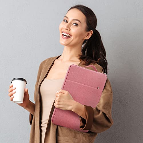 15 Inch Laptop Sleeve Case Carrying Bag Compatible with MacBook Air 15 inch M4 M3 M2/Pro 15 A1707 A1990, Waterproof Chromebook Cover Computer Zipper Pouch with Handle Pocket, Pink - color: Pink, size: 15"-15.4"